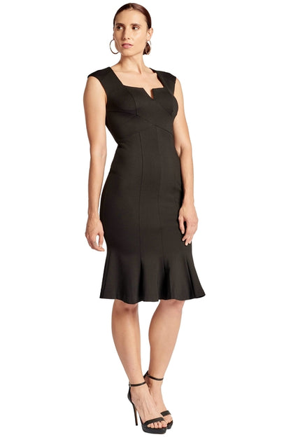 Women's Sleeveless Ponte Mermaid Midi Dress Black