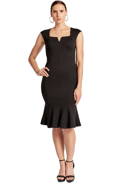 Women's Sleeveless Ponte Mermaid Midi Dress Black
