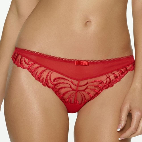 Felina Lana Sheer Low Rise Thong Panty Embroidered Mesh Fit