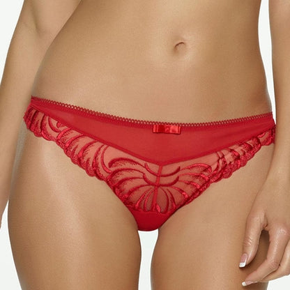 Felina Lana Sheer Low Rise Thong Panty Embroidered Mesh Fit