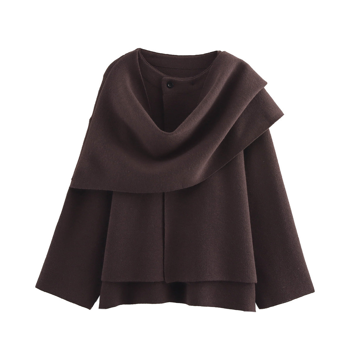 Asymmetric Scarf Knit Coat
