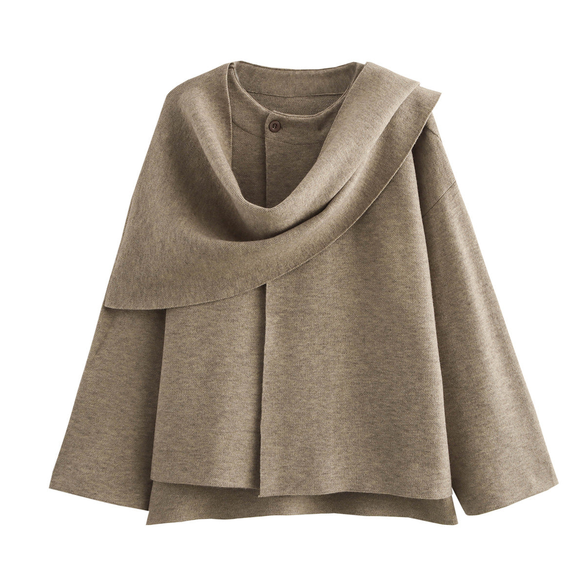Asymmetric Scarf Knit Coat