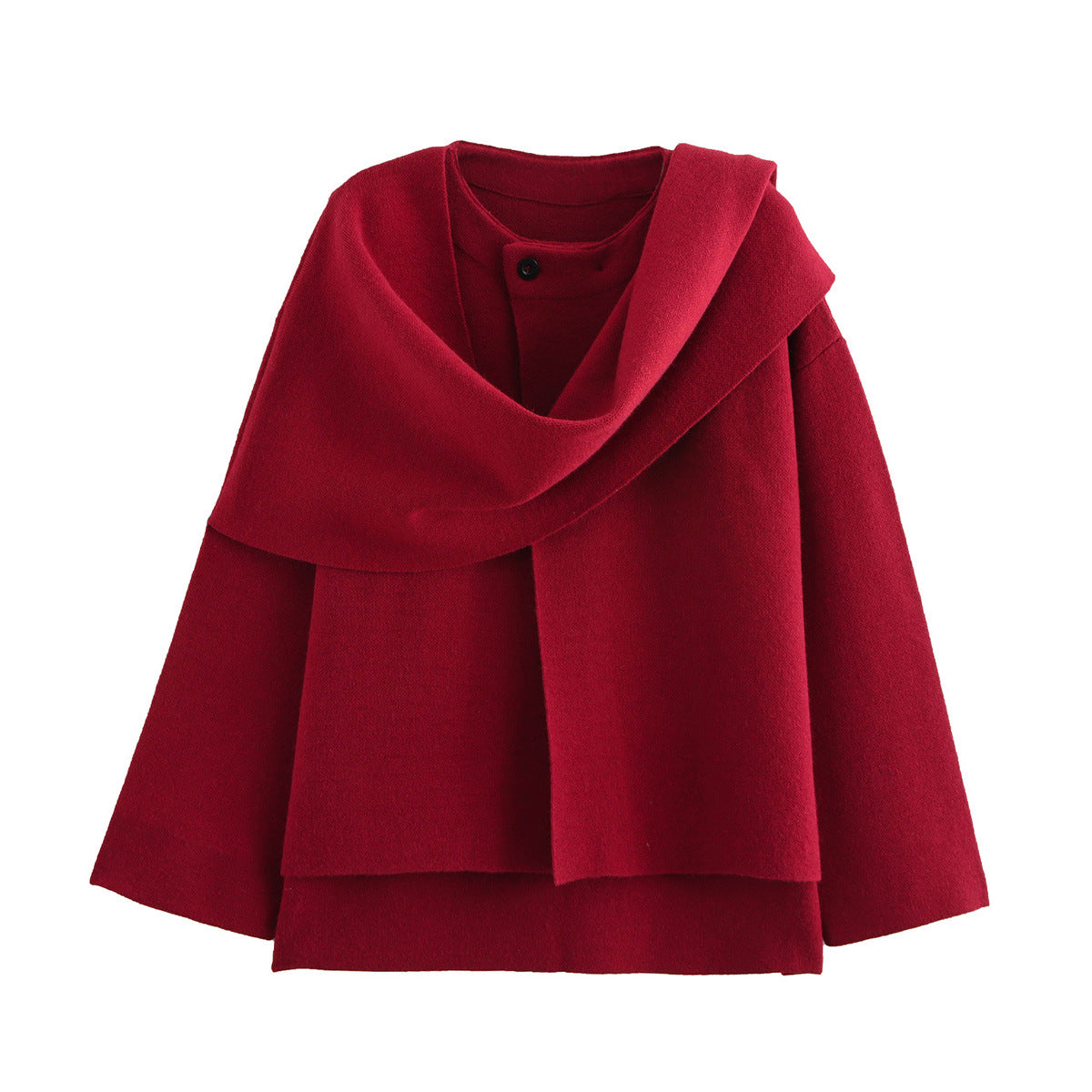 Asymmetric Scarf Knit Coat