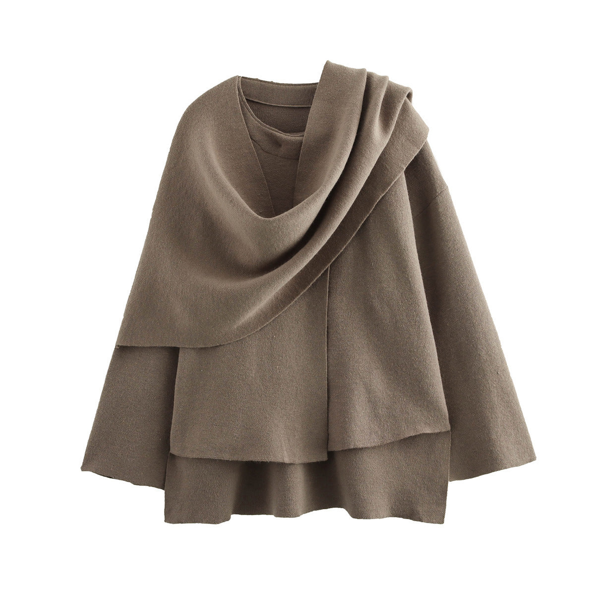 Asymmetric Scarf Knit Coat