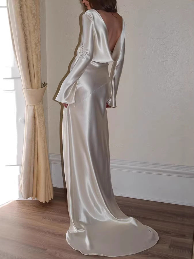 Backless Fishtail Maxi Dress