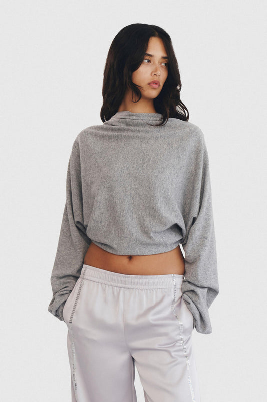 Cashmere Wool Multi-Way Bolero Top – Heather Grey