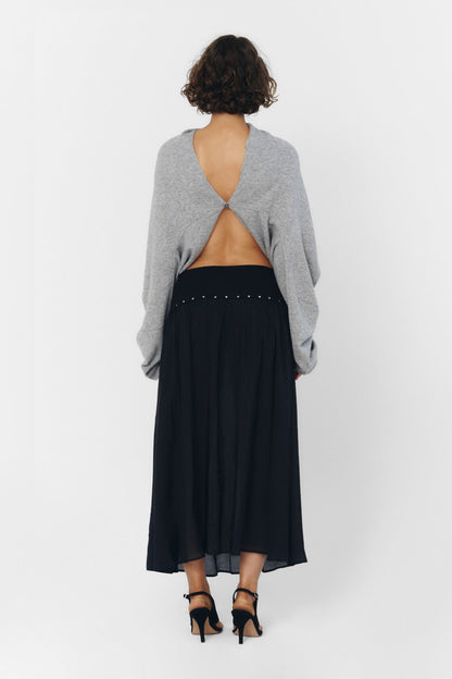 Cashmere Wool Multi-Way Bolero Top – Heather Grey
