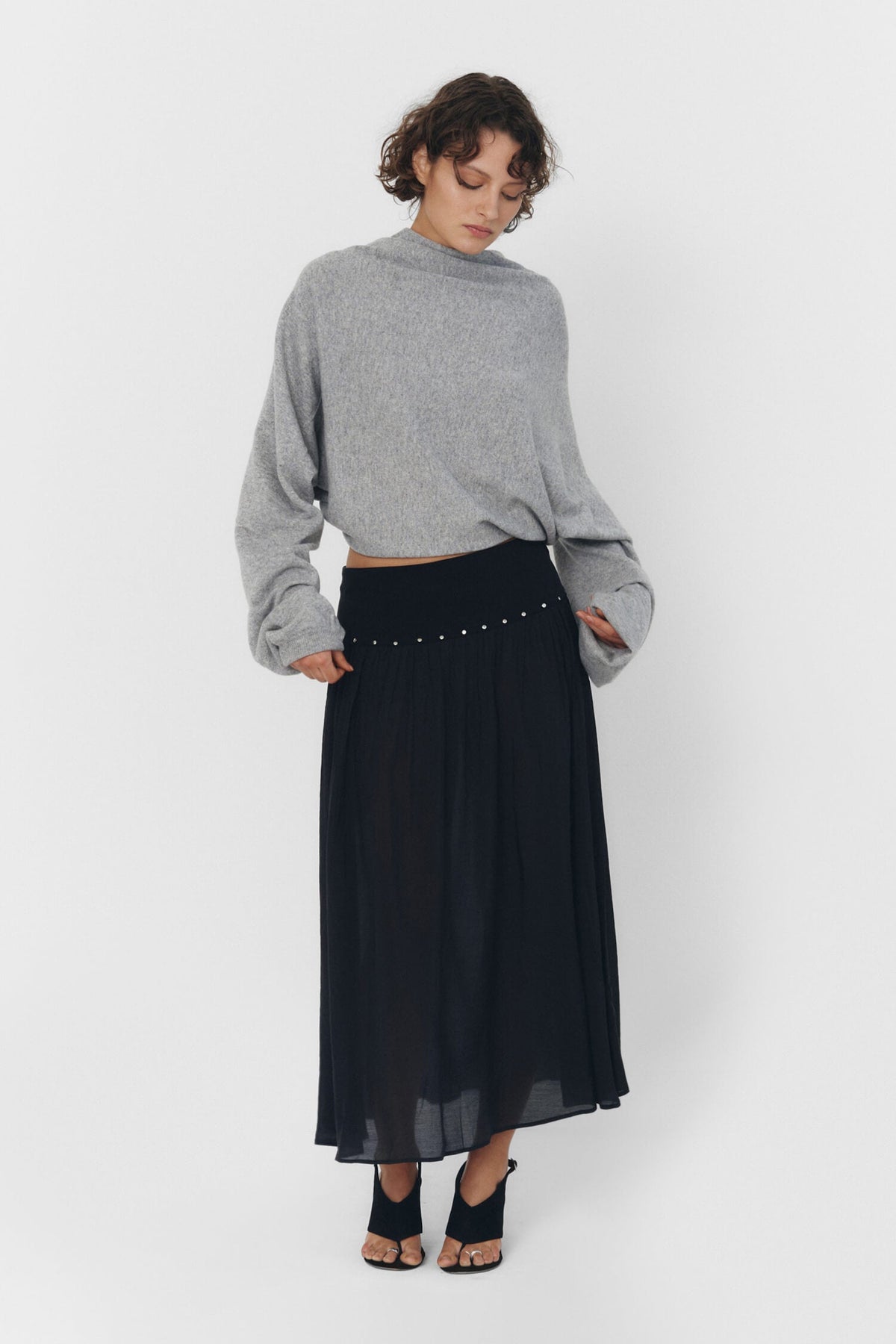 Cashmere Wool Multi-Way Bolero Top – Heather Grey