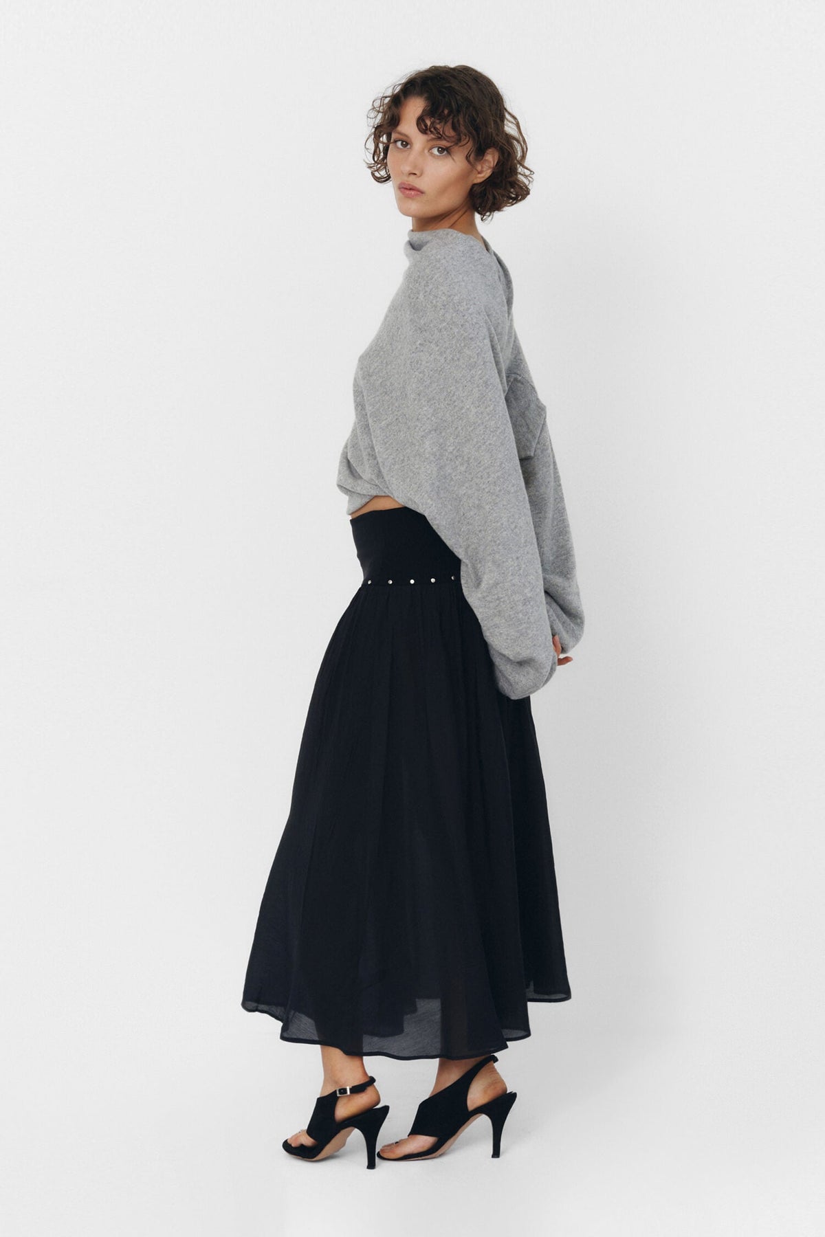Cashmere Wool Multi-Way Bolero Top – Heather Grey