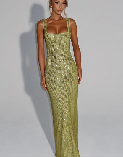 Double shoulder strap sequin strap dress