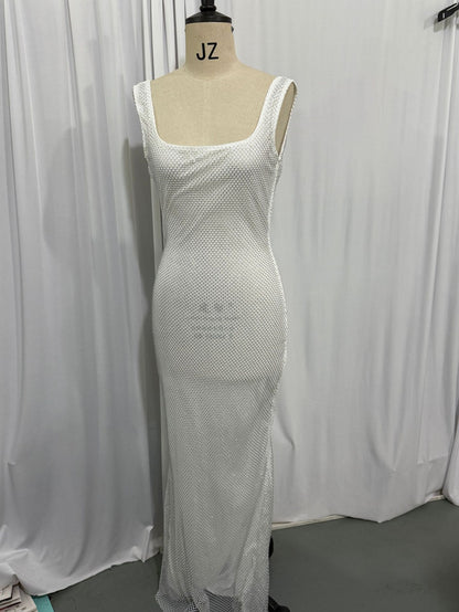 Double shoulder strap sequin strap dress