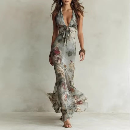 Floral Backless Midi Sundress