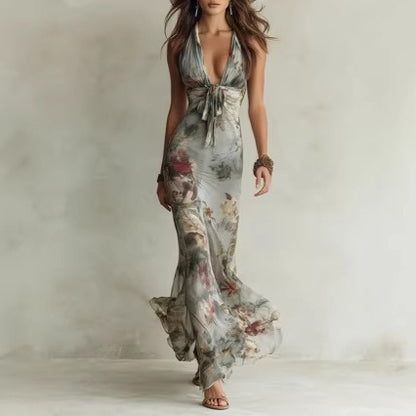 Floral Backless Midi Sundress