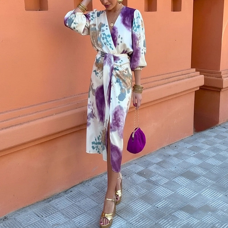 Floral V-Neck Midi Dress