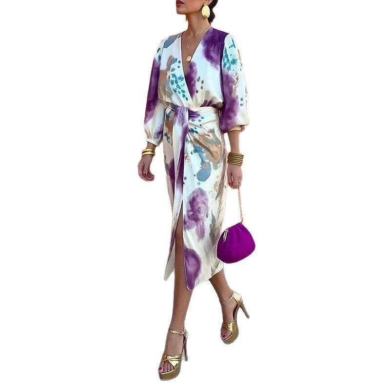 Floral V-Neck Midi Dress