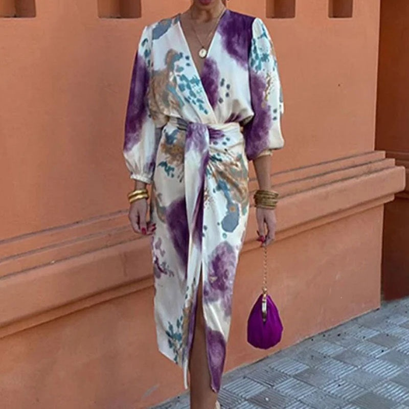 Floral V-Neck Midi Dress