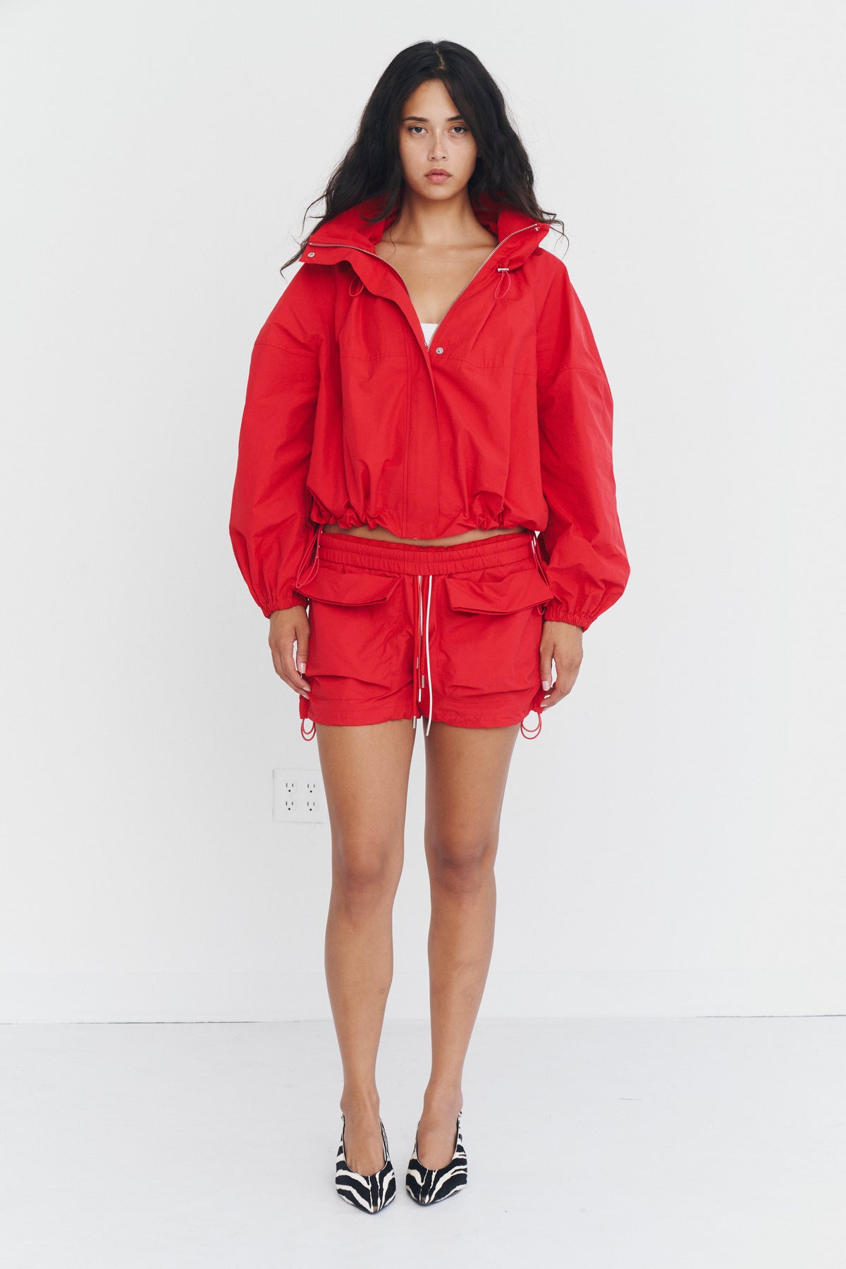 Funnel Neck Utility Anorak – Red