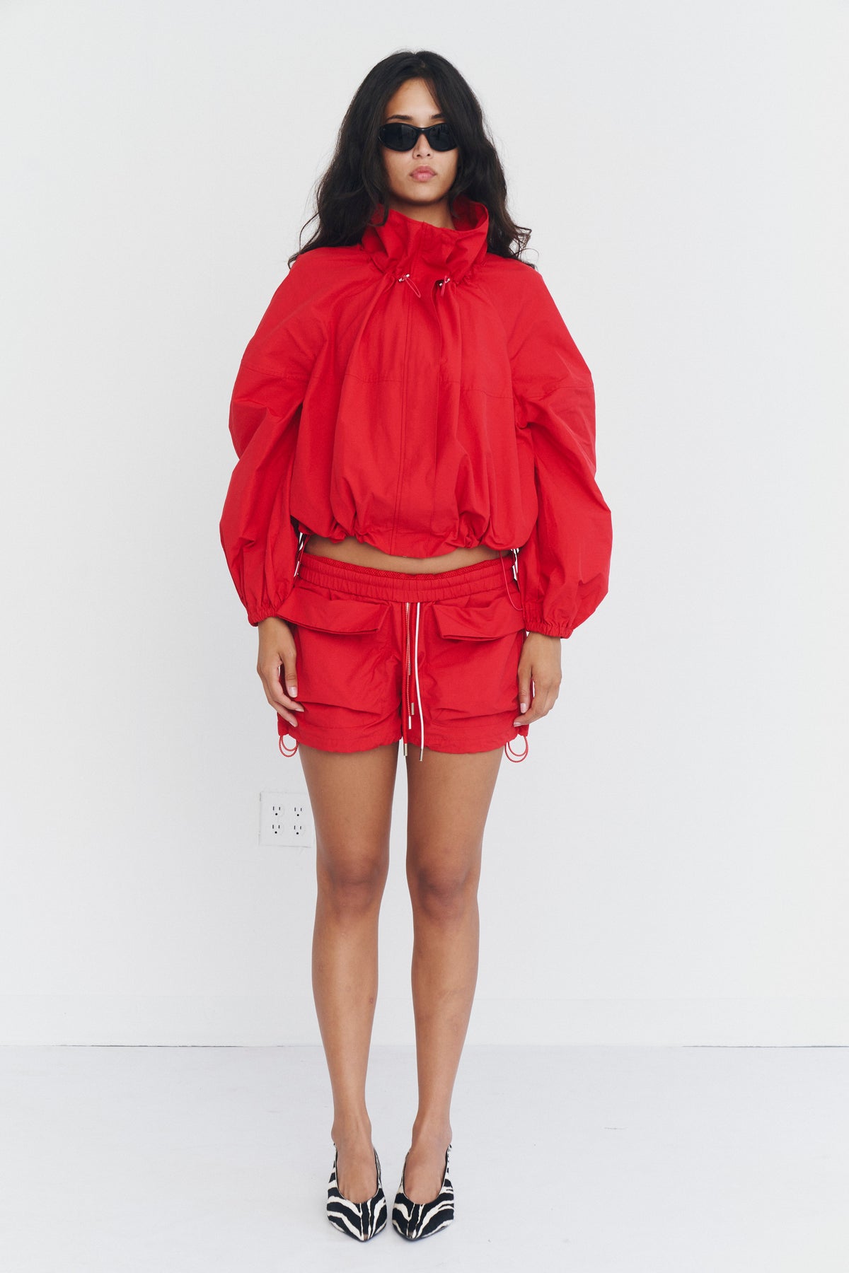 Funnel Neck Utility Anorak – Red