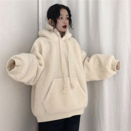 Hooded Faux Shearling Sweater