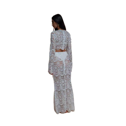 Lace Cutout Top & Skirt Set
