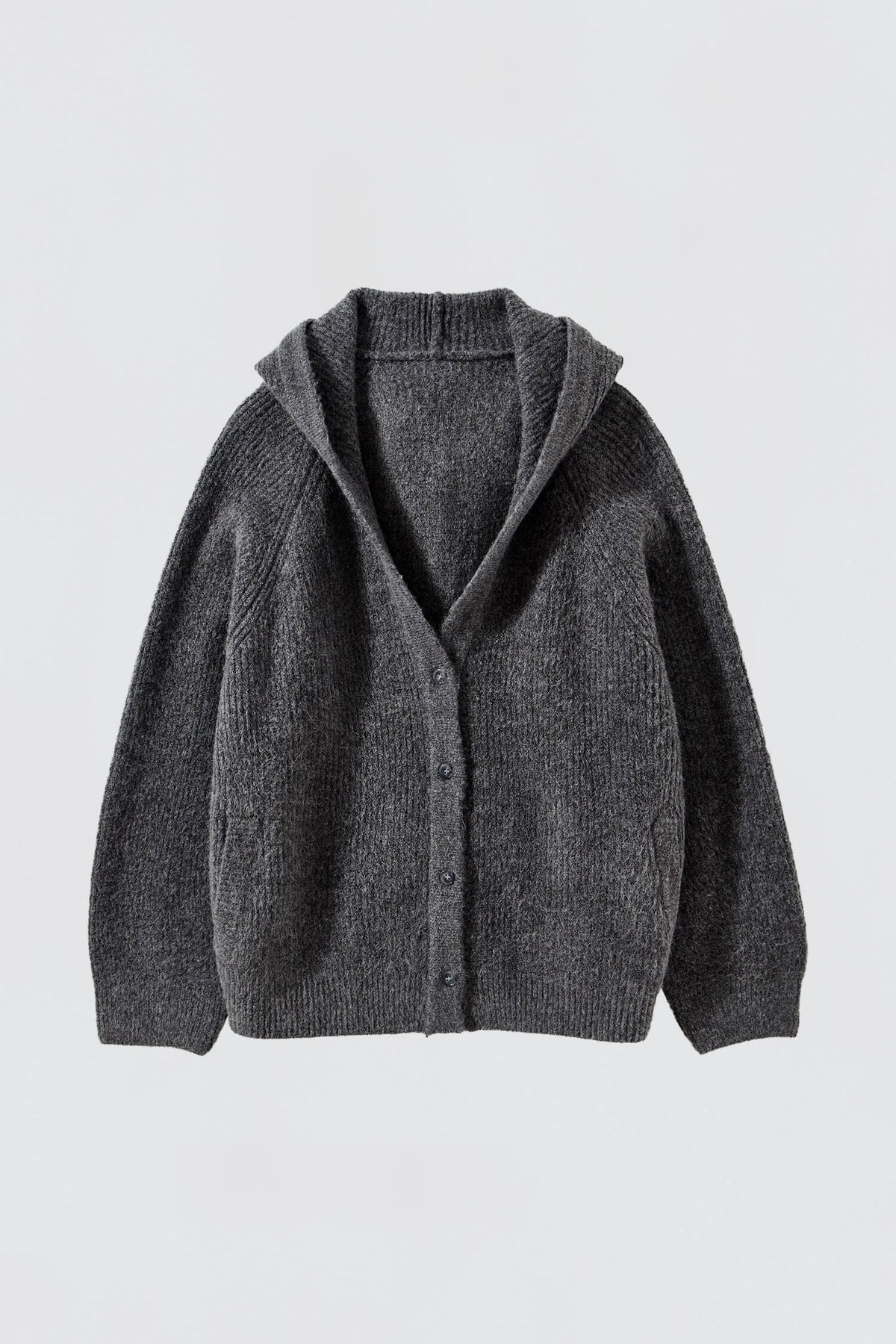 Oversized Patch Pocket Cardigan – Heather Gray