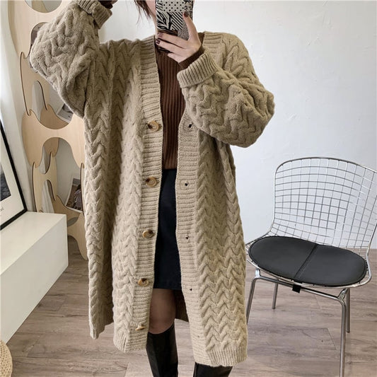 Oversized Retro Knit Cardigan