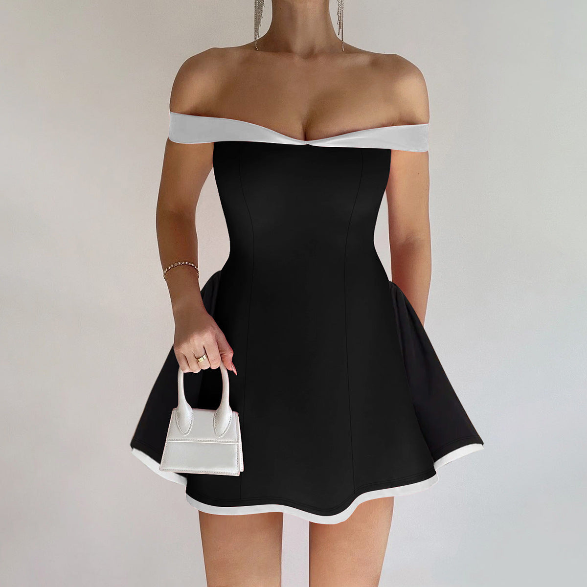 Strapless Bodycon Tube Midi Dress – Black