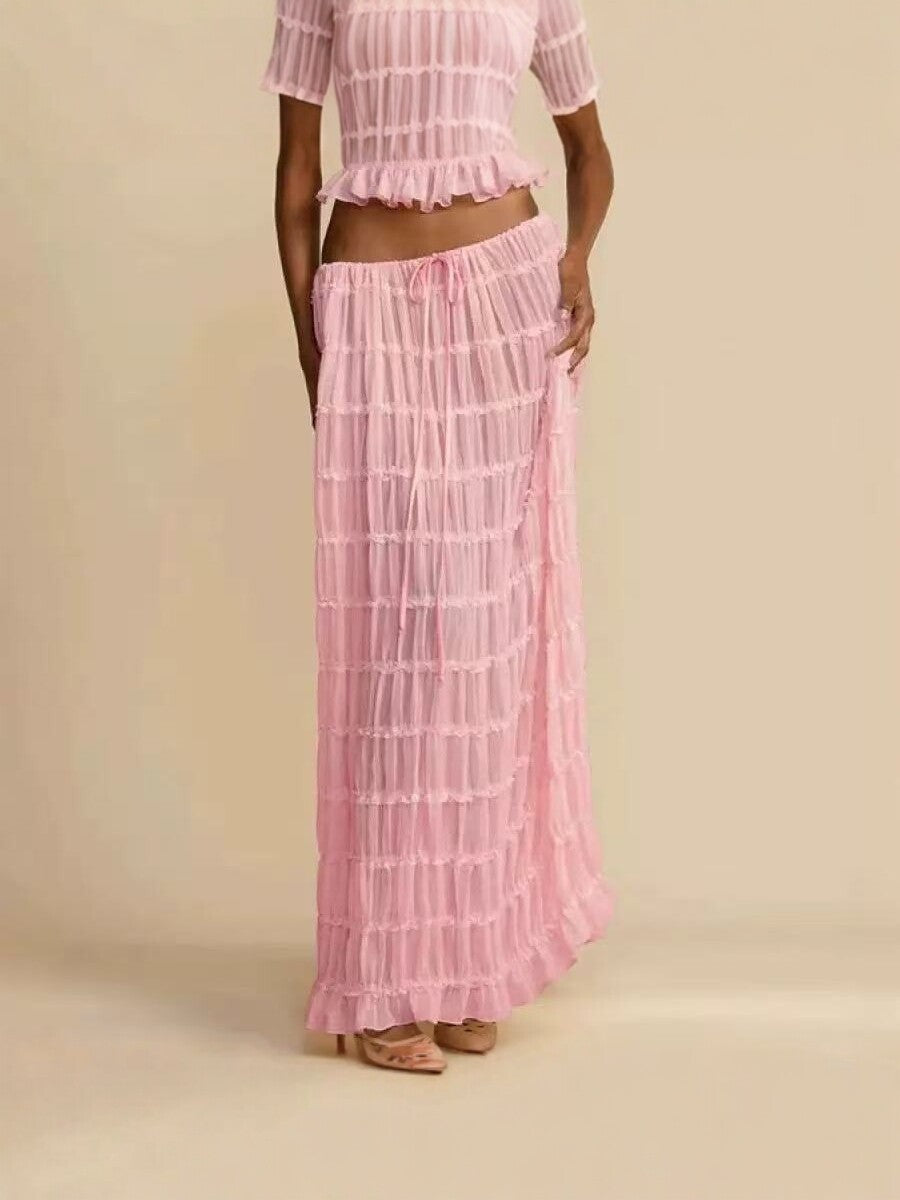 Two-Piece Chiffon Halter Maxi Set