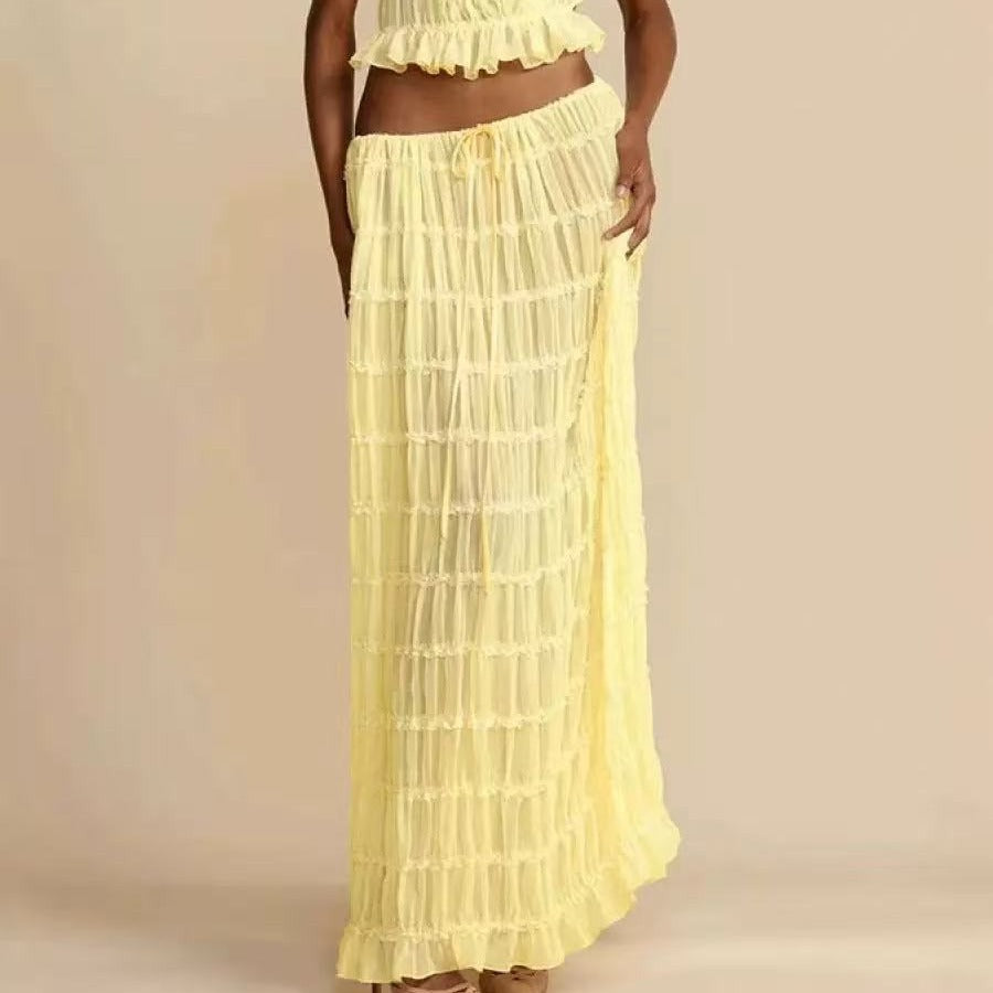 Two-Piece Chiffon Halter Maxi Set
