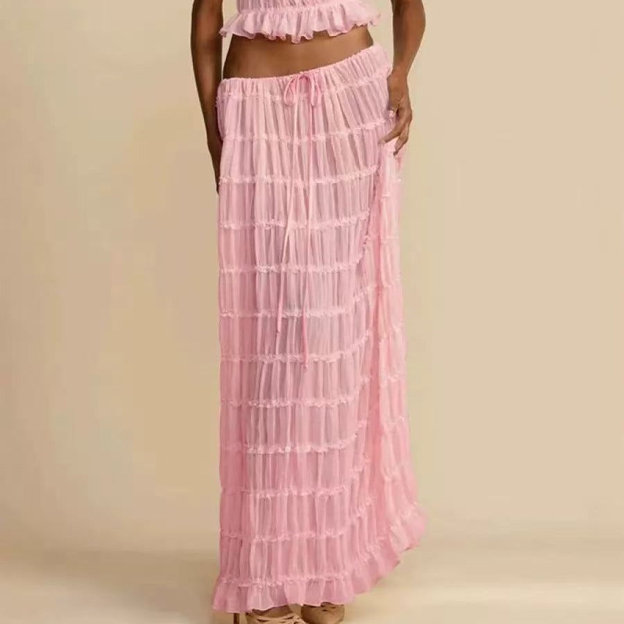 Two-Piece Chiffon Halter Maxi Set