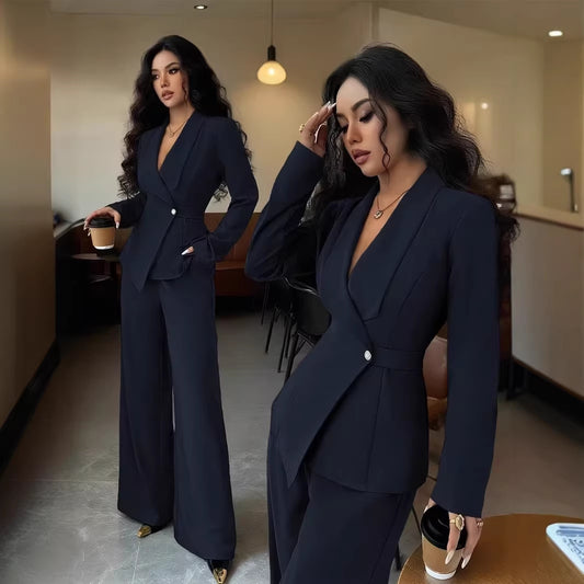 V-Neck Top & Wide Leg Pants Set