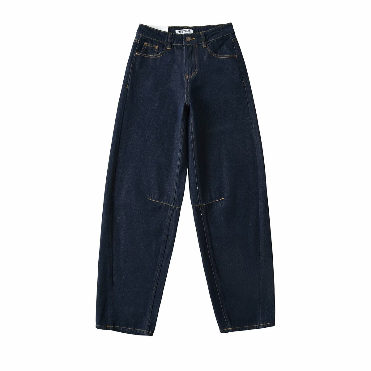 Vintage Curved Wide Leg Denim Trousers