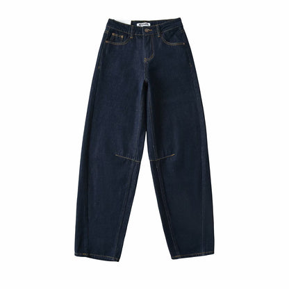 Vintage Curved Wide Leg Denim Trousers
