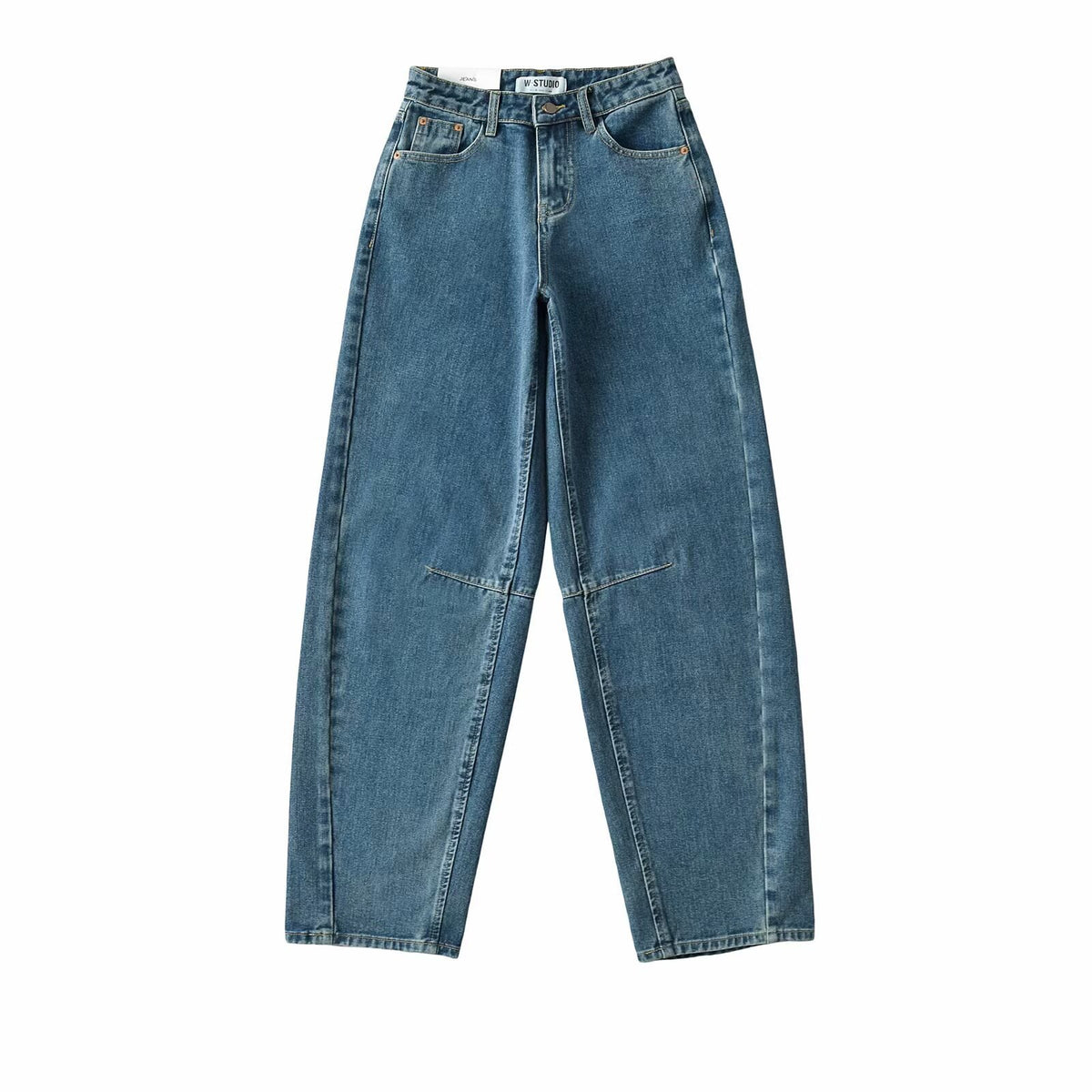 Vintage Curved Wide Leg Denim Trousers