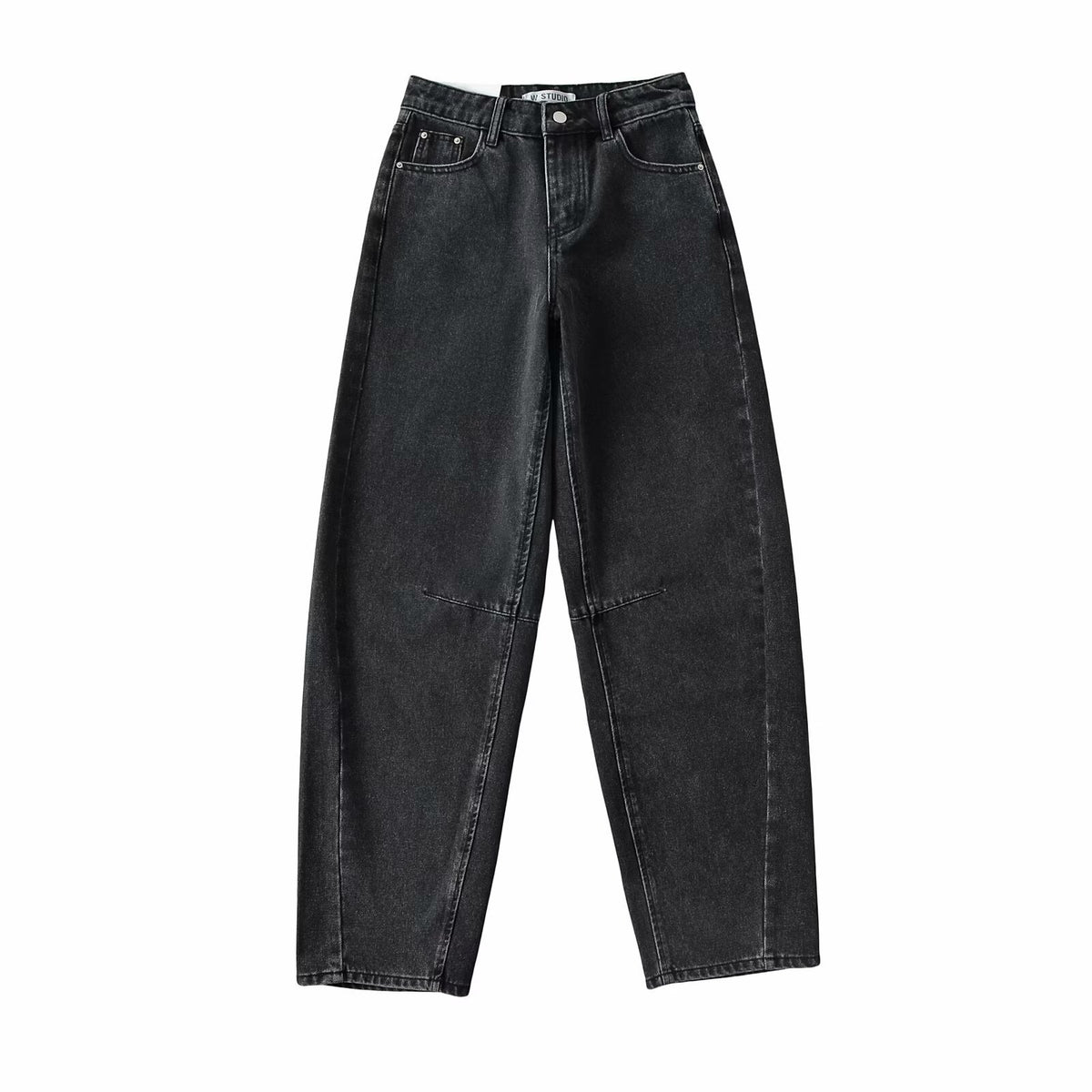 Vintage Curved Wide Leg Denim Trousers