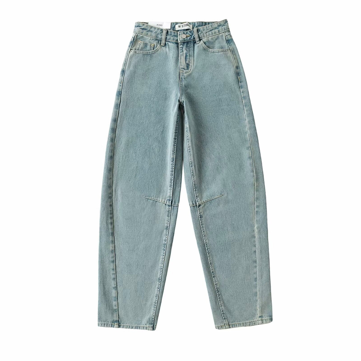 Vintage Curved Wide Leg Denim Trousers