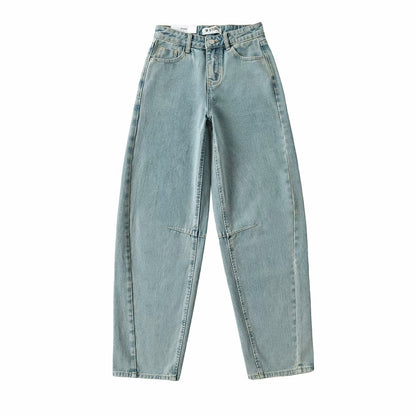 Vintage Curved Wide Leg Denim Trousers