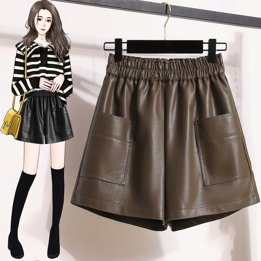 Wide Leg Leather Shorts