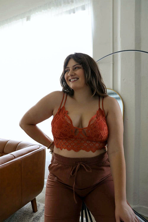 Plus Size Crochet Lace Longline Bralette for Women Comfort