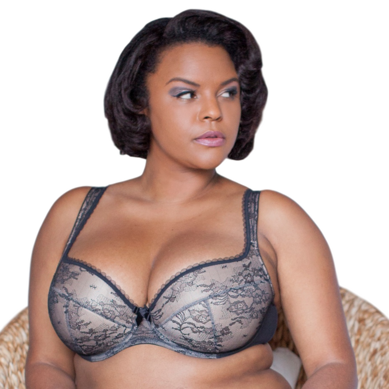 Lace Push Up Plunge Bra for Full Bust Support Comfort Women