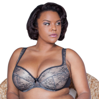 Lace Push Up Plunge Bra for Full Bust Support Comfort Women