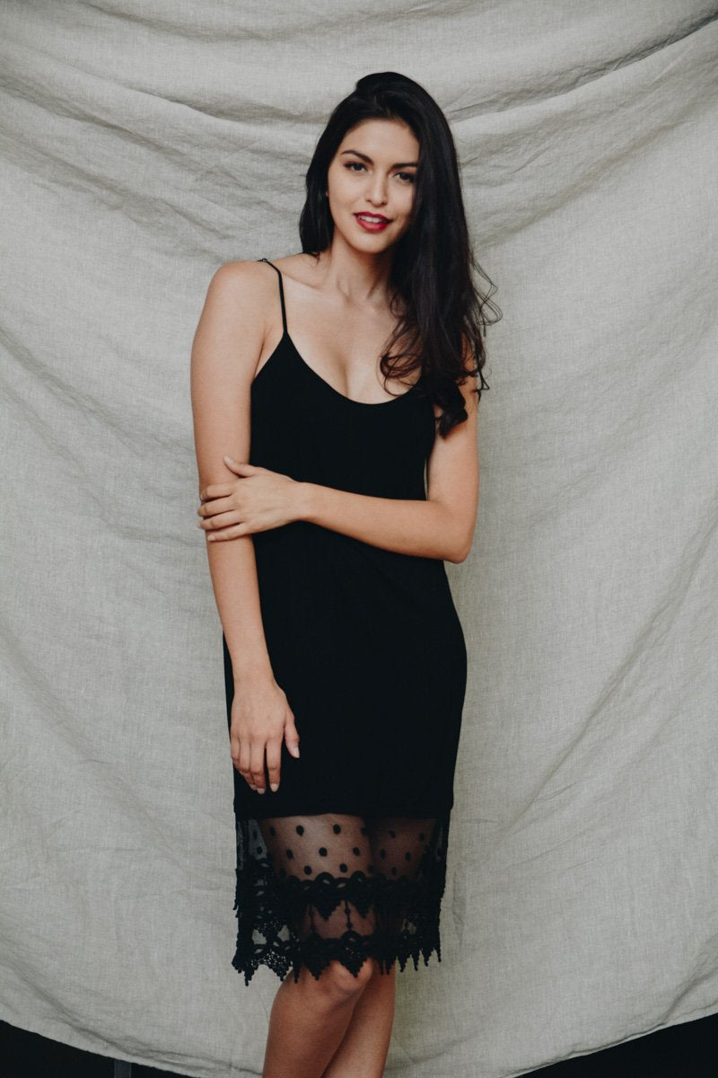 Polka Dot Lace Slip Dress Women Elegant Casual Summer Style