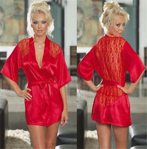 Women's Satin Kimono Sleepwear Robe Soft Nightwear Plus Size