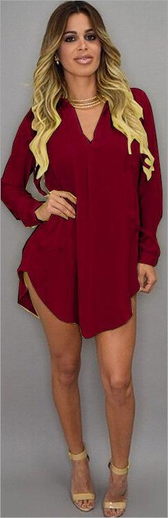 Women's White Chiffon V Neck Beach Mini Shirt Dress