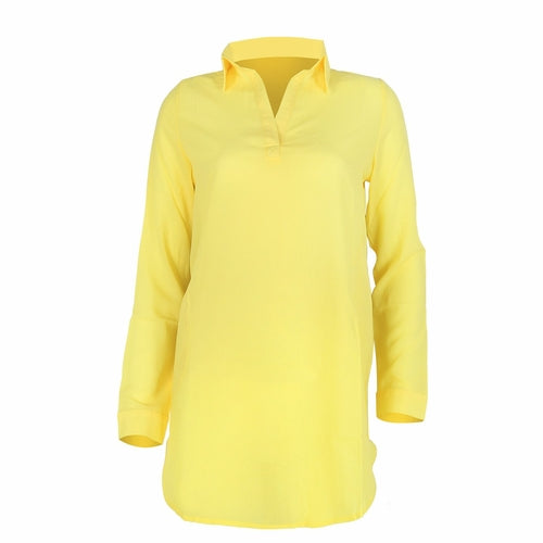 Women's White Chiffon V Neck Beach Mini Shirt Dress