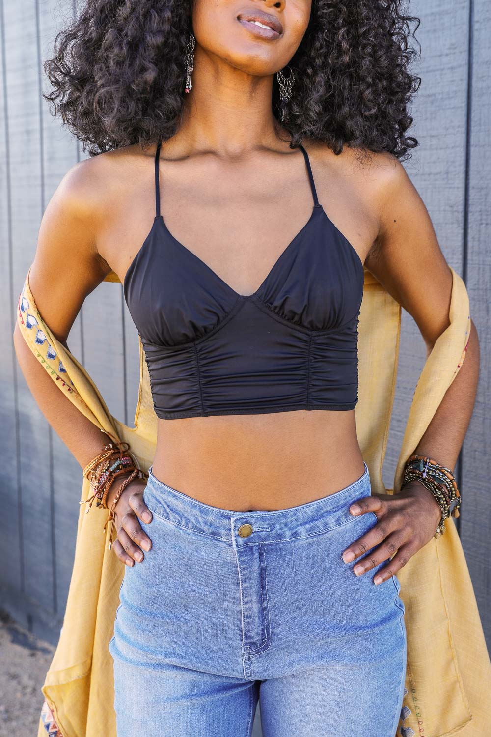 Women's Ruched Bralette Soft Wireless Everyday Bra