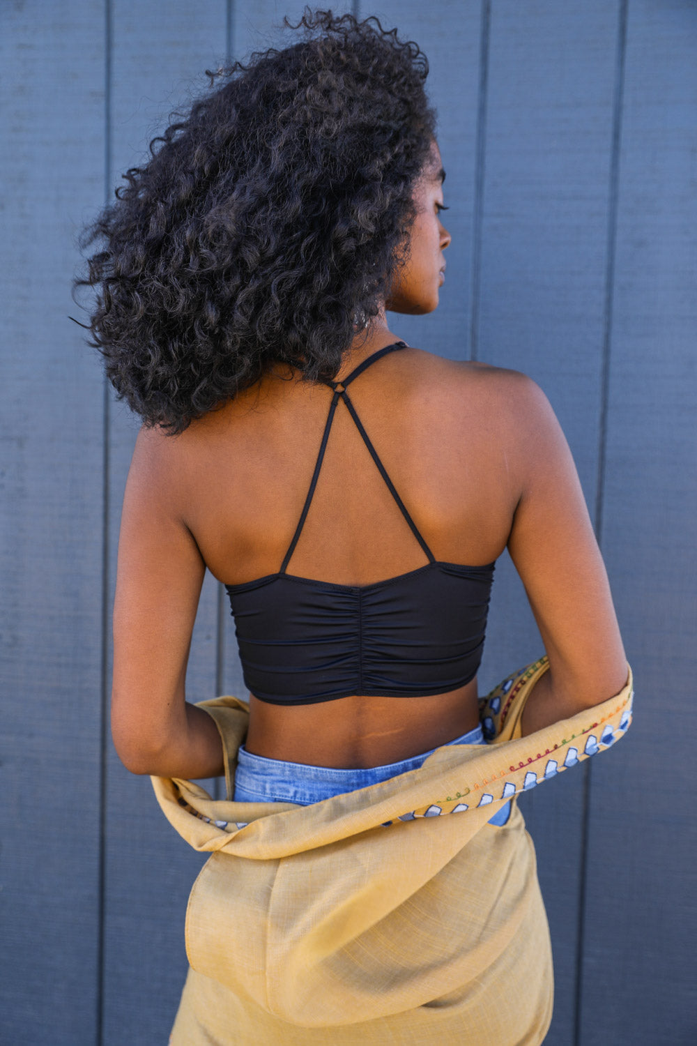 Women's Ruched Bralette Soft Wireless Everyday Bra