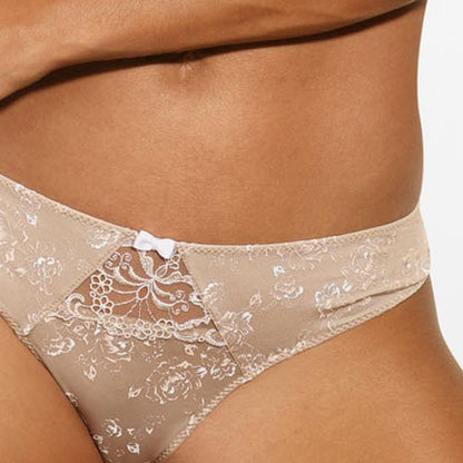 Floral Semi Sheer Thong Panty Lace Lingerie Frappe