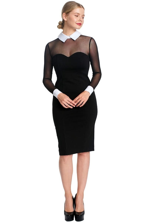 Tuxedo Illusion Long Sleeve Midi Dress for Women
