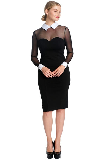 Tuxedo Illusion Long Sleeve Midi Dress for Women